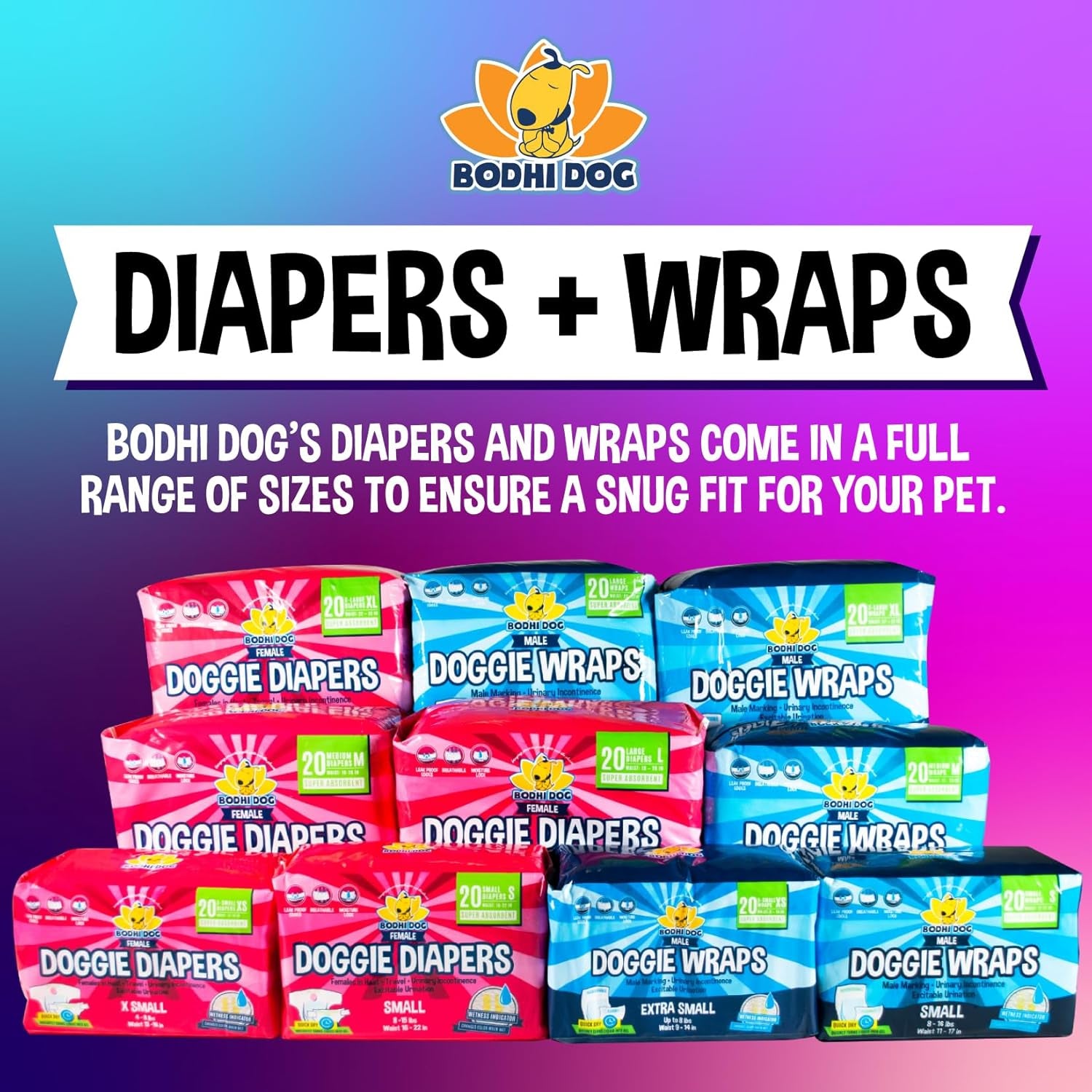 Disposable Male Dog Diapers | Super Absorbent Leak-Proof Fit | Premium Adjustable Male Dog Pee Wraps with Moisture Control & Wetness Indicator | 20 Count Small Size
