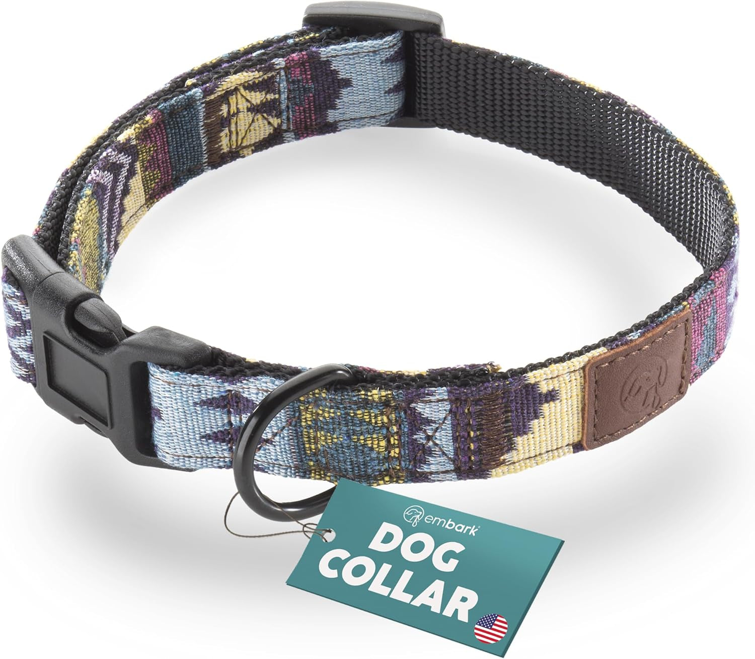 Embark Urban Dog Collar for Large, Medium, & Small Dogs - Durable Collars for Male & Female Dogs - Thick Nylon Material & Hardware - Leather Embossed