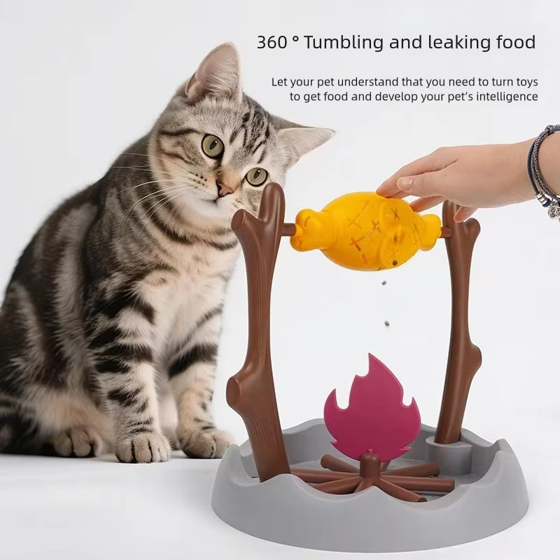 Cats and Dogs Slow Feeding Snack Toy Pet Interactive Food Feeding Device Fun Roast Chicken Leg 360° Rotating Feeder Educate Toys