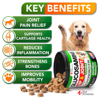 Glucosamine for Dogs Hip and Joint Supplement for Dogs Glucosamine Chondroitin for Dogs Dog Joint Pain Relief MSM Hemp Advanced Support Dog Joint Supplement 170 Mobility Chews