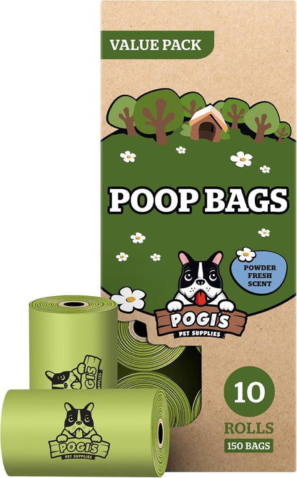 Pogi’S Dog Poop Bags - 10 Rolls (150 Doggie Poop Bags) - Leak-Proof Dog Waste Bags - Scented, Ultra Thick, Extra Large Poop Bags for Dogs