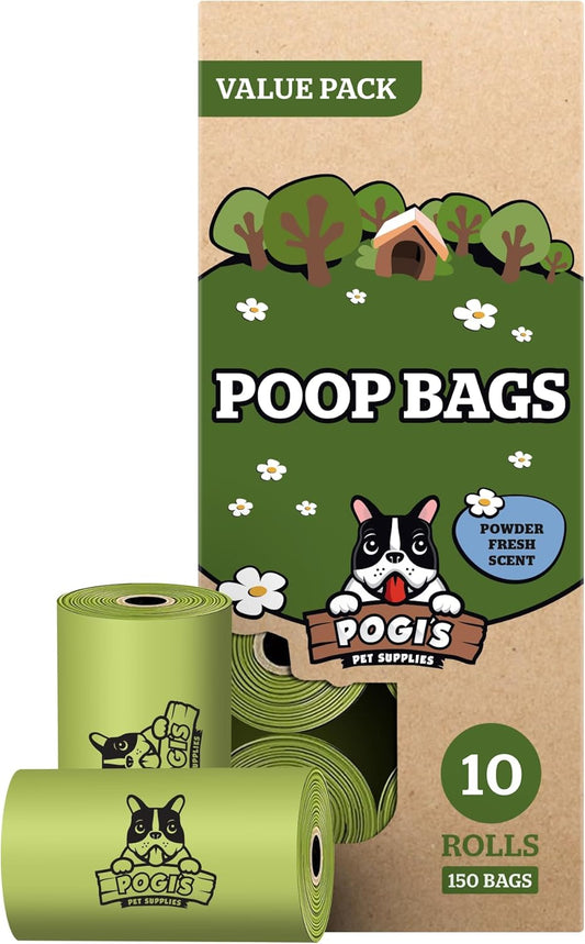 Pogi’S Dog Poop Bags - 10 Rolls (150 Doggie Poop Bags) - Leak-Proof Dog Waste Bags - Scented, Ultra Thick, Extra Large Poop Bags for Dogs