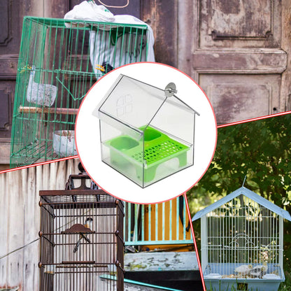 ABS Bird Feeder Prevent Scattering Bird Feeding Bowl Hanging Multifunction Bird Bath Parakeets Bathtub Bird Cage Accessories