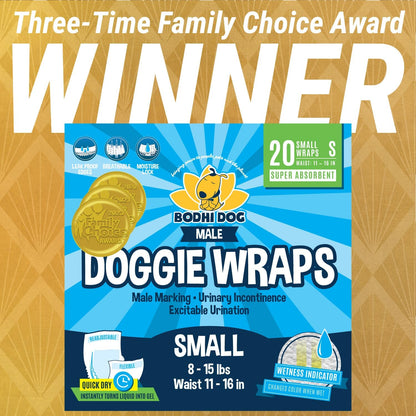 Disposable Male Dog Diapers | Super Absorbent Leak-Proof Fit | Premium Adjustable Male Dog Pee Wraps with Moisture Control & Wetness Indicator | 20 Count Small Size