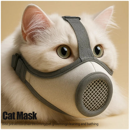Cat Muzzle - Breathable & Adjustable Cat Mouth Cover for Grooming, Nail Trimming