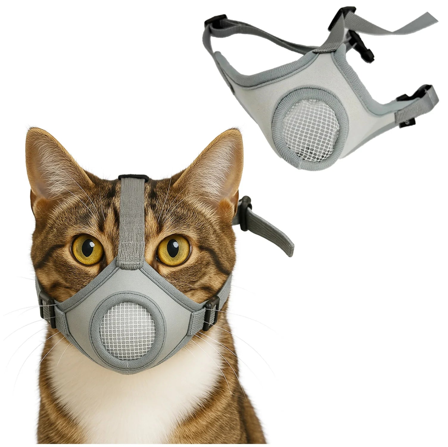 Cat Muzzle - Breathable & Adjustable Cat Mouth Cover for Grooming, Nail Trimming