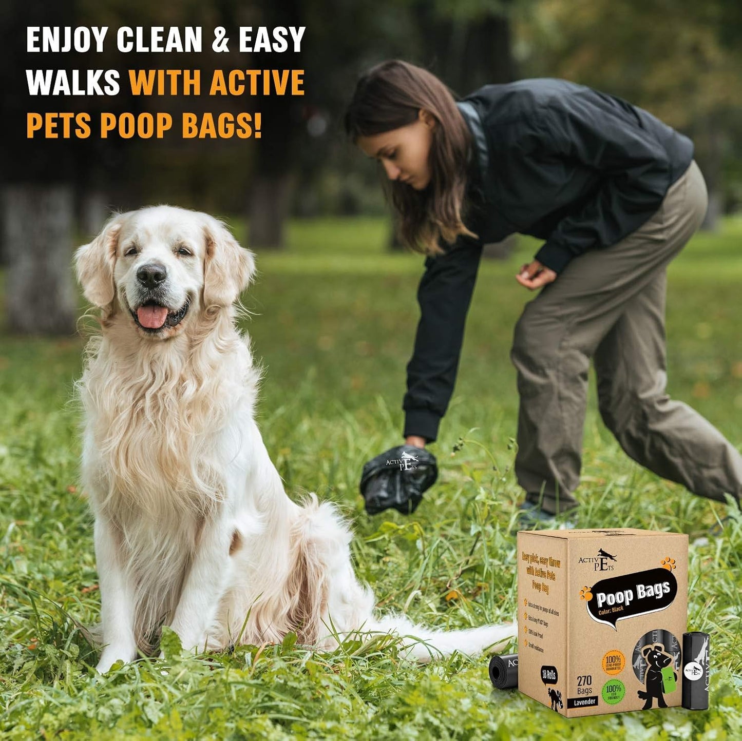 Dog Poop Bag, Extra Thick Dog Waste Bags, Leak-Proof Dog Bags for Poop, Easy-Tear Dog Poop Bags, Strong Doggy Poop Bags, Lavender-Scented Dog Waste Bags Eco-Friendly Doggie Bags for Poop